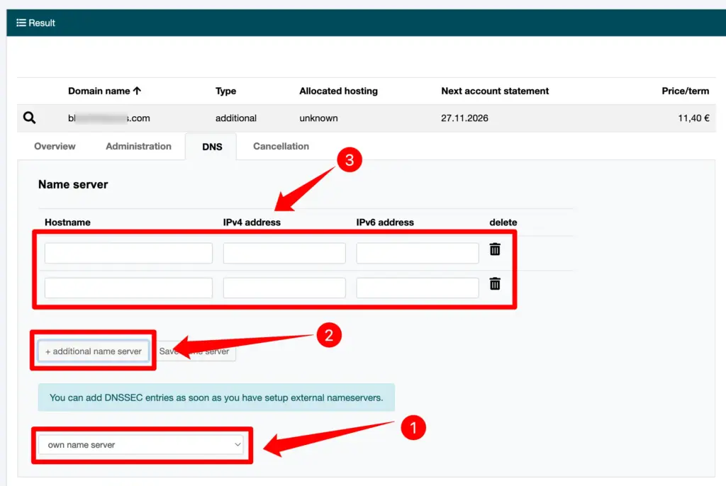 将域名托管到 Cloudflare 的操作界面截图，用于展示修改 DNS 服务器指向 Cloudflare 的步骤。